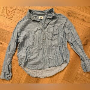 Old Navy | Collared Denim Long-sleeve Quarter Button Up | XS